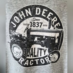 SPRING SALE | John Deere Tractor Graphic Pullover Hoodie Gray Logo Sweatshirt XL